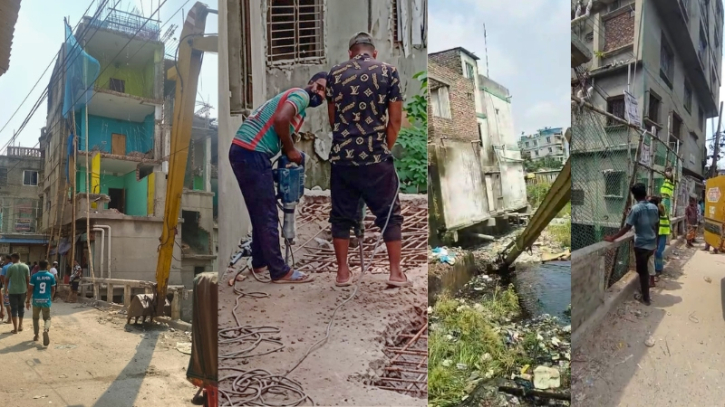 ফতুল্লার কাশীপুরে খালের জমিতে ৫ তলা ভবন ভেঙে দিয়েছে প্রশাসন