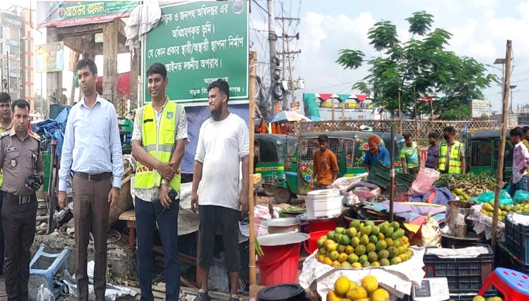 সোনারগাঁয়ে ঢাকা-চট্টগ্রাম মহাসড়কে অবৈধ স্থাপনা উচ্ছেদ