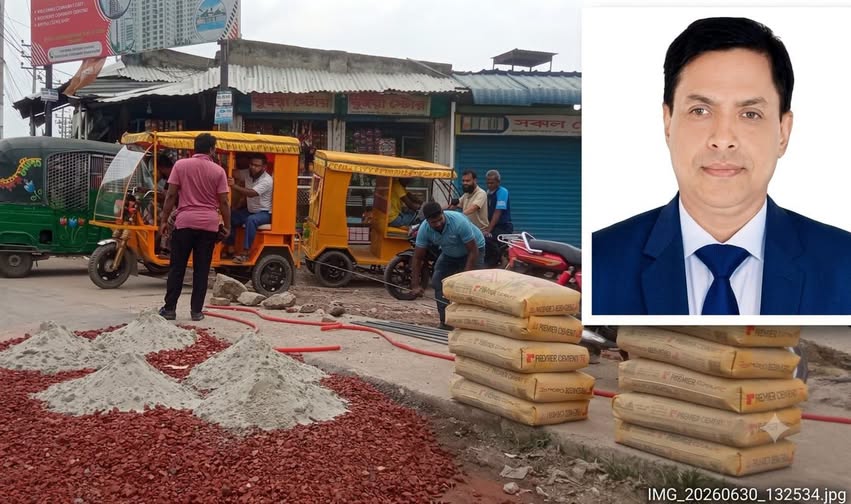 ফতুল্লায় ডিসি রায়হান কবিরের হস্তক্ষেপে ভাংগা সড়ক মেরামত