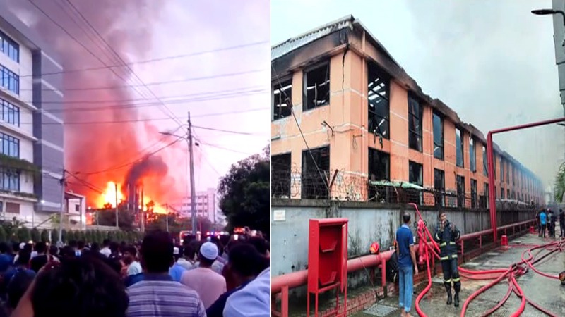 আদমজী ইপিজেডে পোশাক কারখানার গোডাউনে ভয়াবহ আগুন
