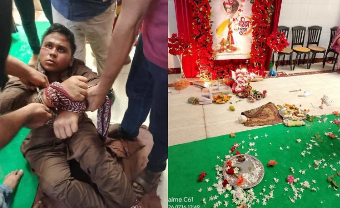 শহরের নয়ামাটিতে পূজার সময় যুবকের মন্দিরে হামলা, পরিবারের দাবি মানসিক ভারসাম্যহীন