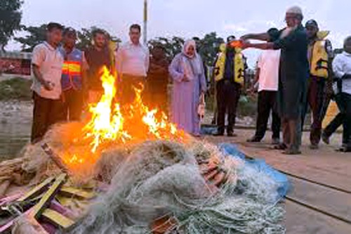 আড়াইহাজারে মা ইলিশ ধরায় ৬ জনকে জরিমানা, ৬০ হাজার মিটার জাল ধ্বংস